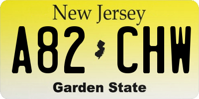 NJ license plate A82CHW