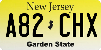 NJ license plate A82CHX