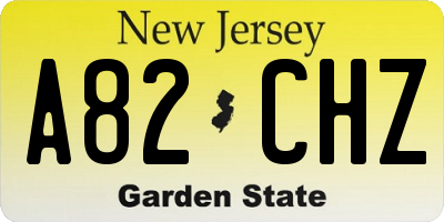 NJ license plate A82CHZ
