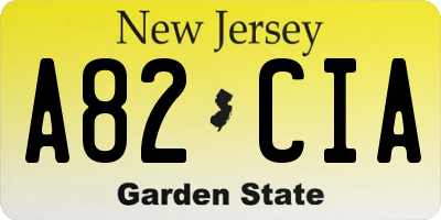 NJ license plate A82CIA
