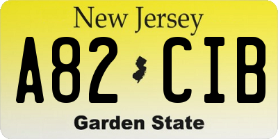 NJ license plate A82CIB