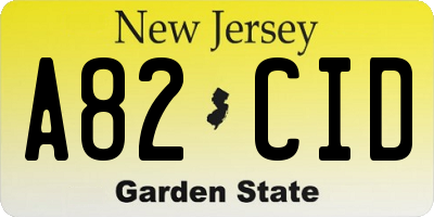 NJ license plate A82CID