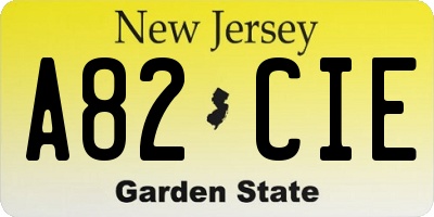 NJ license plate A82CIE