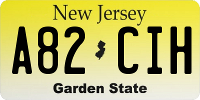 NJ license plate A82CIH