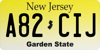NJ license plate A82CIJ