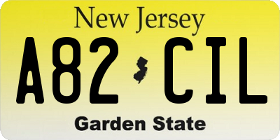 NJ license plate A82CIL