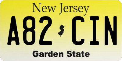 NJ license plate A82CIN