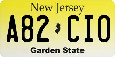 NJ license plate A82CIO