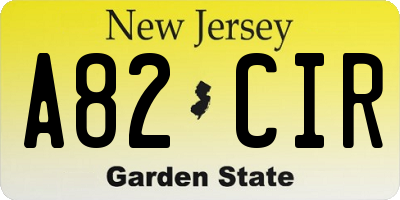 NJ license plate A82CIR