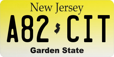 NJ license plate A82CIT
