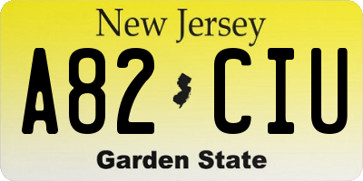 NJ license plate A82CIU