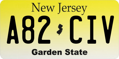 NJ license plate A82CIV
