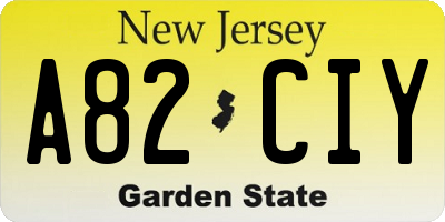 NJ license plate A82CIY