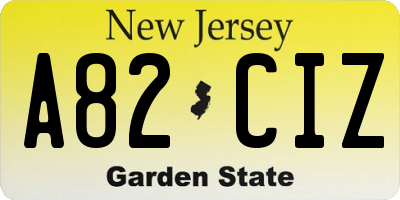 NJ license plate A82CIZ
