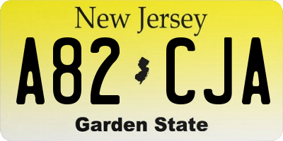 NJ license plate A82CJA