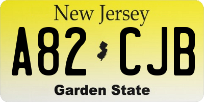 NJ license plate A82CJB