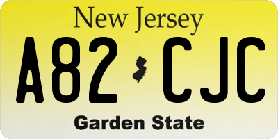 NJ license plate A82CJC