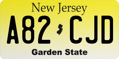 NJ license plate A82CJD