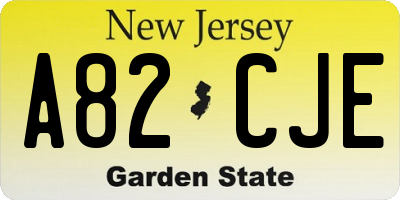 NJ license plate A82CJE