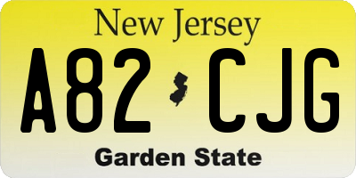 NJ license plate A82CJG