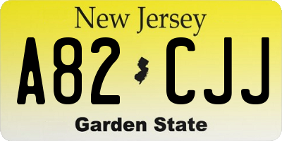 NJ license plate A82CJJ