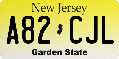 NJ license plate A82CJL