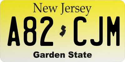 NJ license plate A82CJM