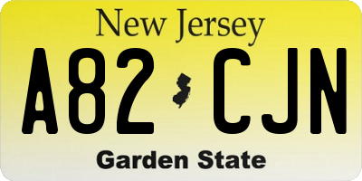NJ license plate A82CJN