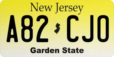 NJ license plate A82CJO