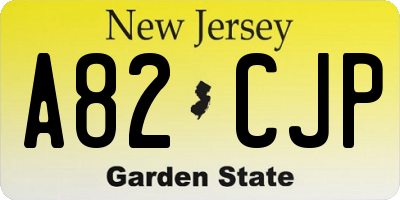 NJ license plate A82CJP
