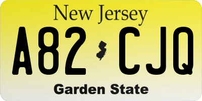 NJ license plate A82CJQ