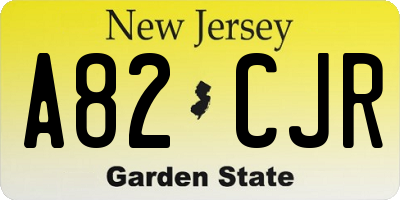 NJ license plate A82CJR