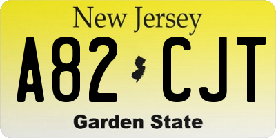 NJ license plate A82CJT
