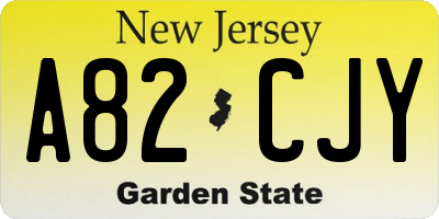 NJ license plate A82CJY