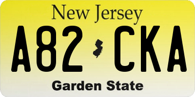 NJ license plate A82CKA