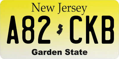 NJ license plate A82CKB