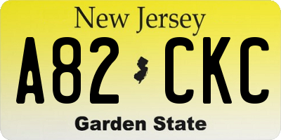 NJ license plate A82CKC