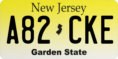 NJ license plate A82CKE