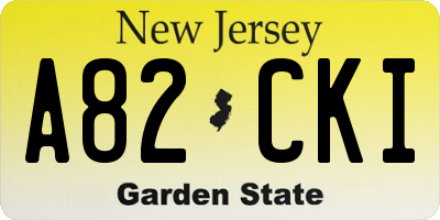 NJ license plate A82CKI