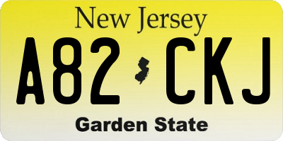 NJ license plate A82CKJ