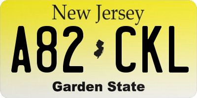 NJ license plate A82CKL