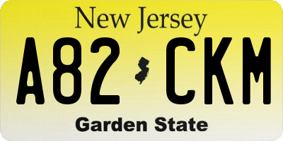 NJ license plate A82CKM