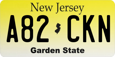 NJ license plate A82CKN