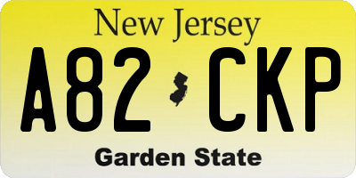 NJ license plate A82CKP