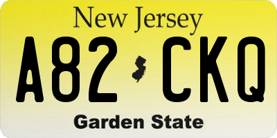NJ license plate A82CKQ