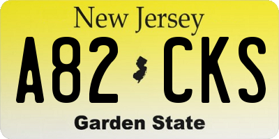 NJ license plate A82CKS