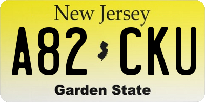 NJ license plate A82CKU