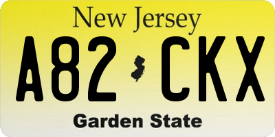 NJ license plate A82CKX
