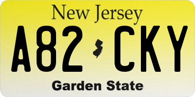 NJ license plate A82CKY