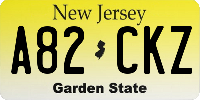 NJ license plate A82CKZ